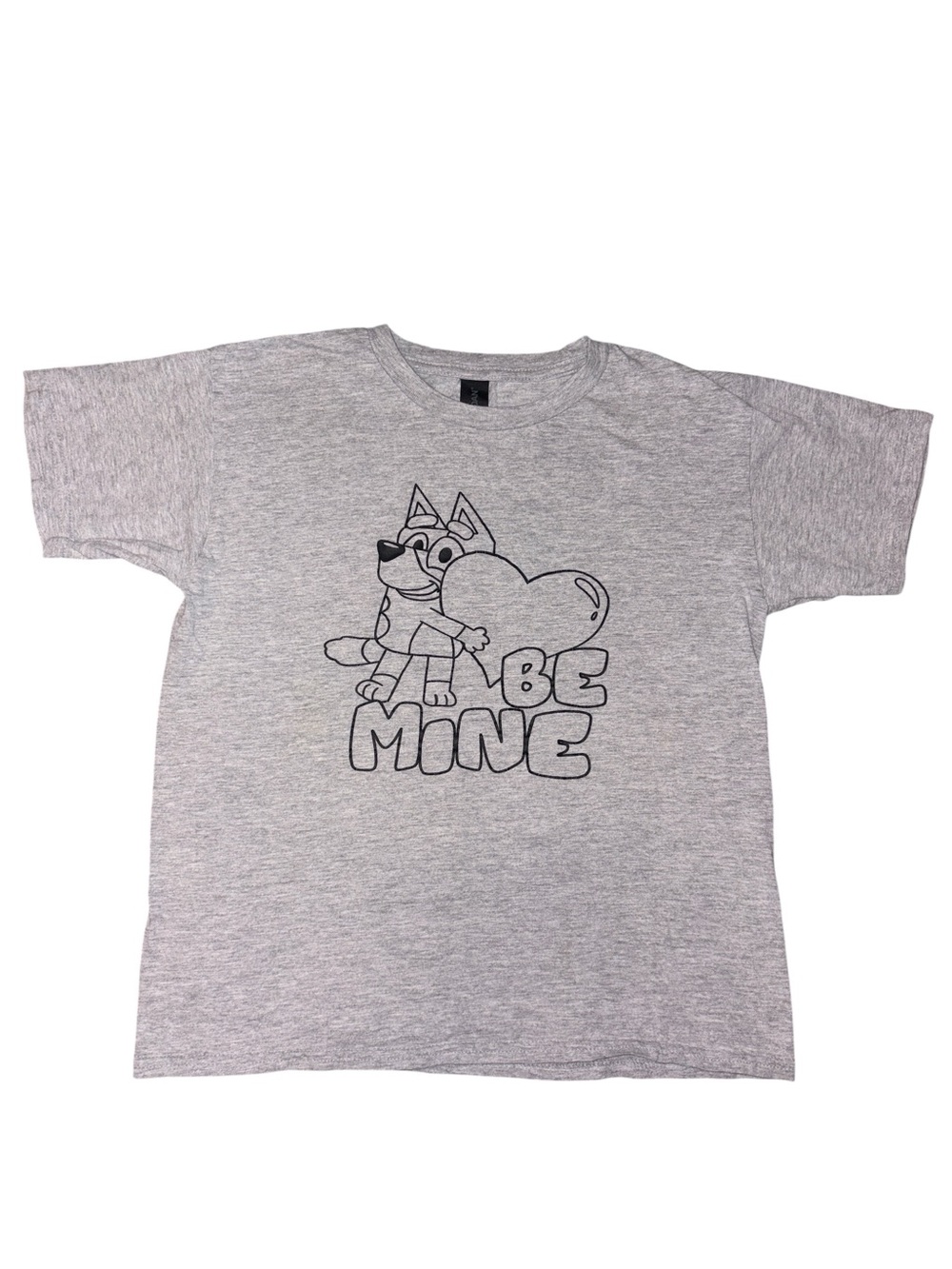 Kids Valentines Day Grey 'Be Mine' Bluey Graphic Tee